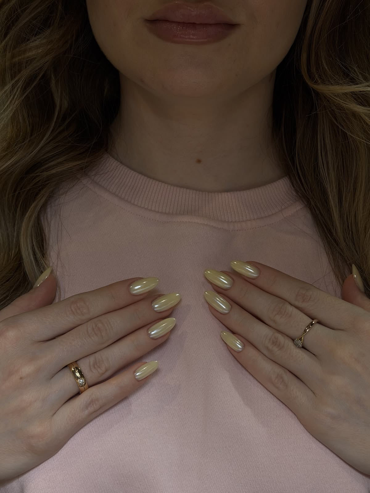 Butter Yellow Glazed Donut Chrome Nails