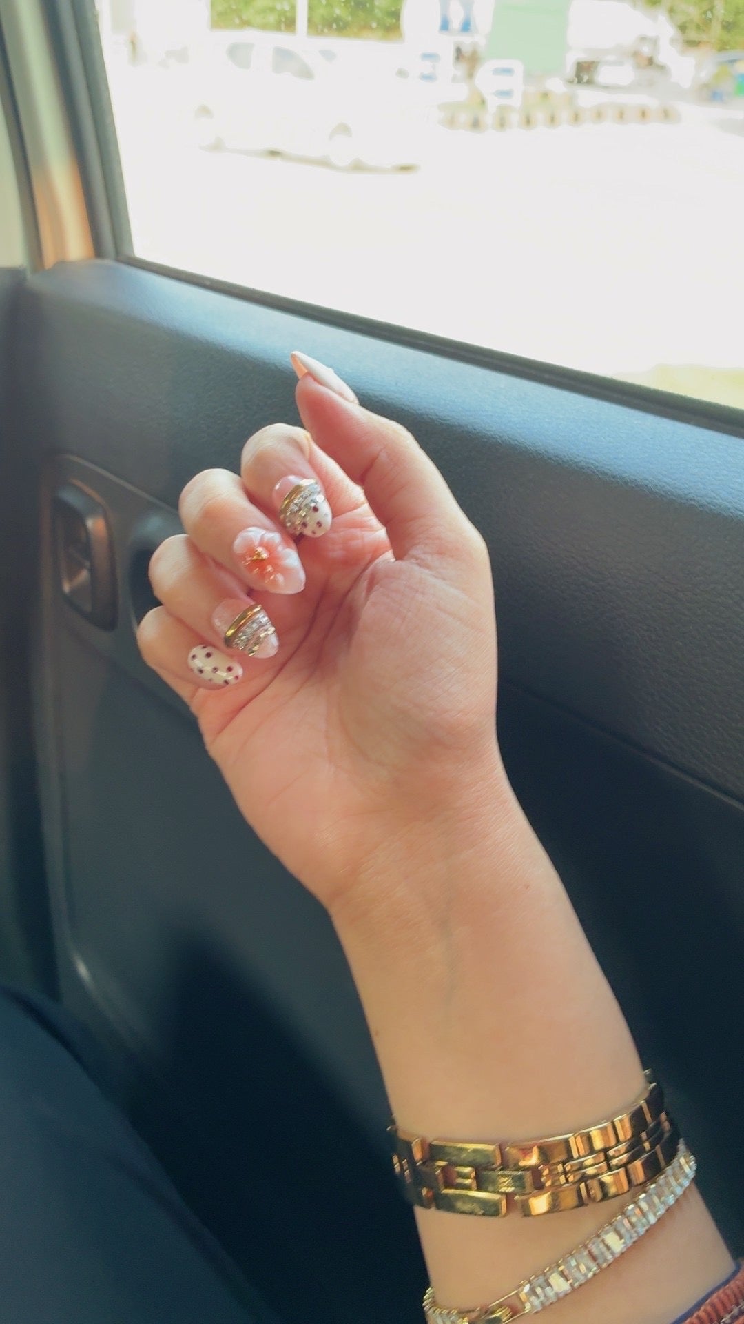 Luxurious French Lace 3D Rings Floral Polka Dot Nails