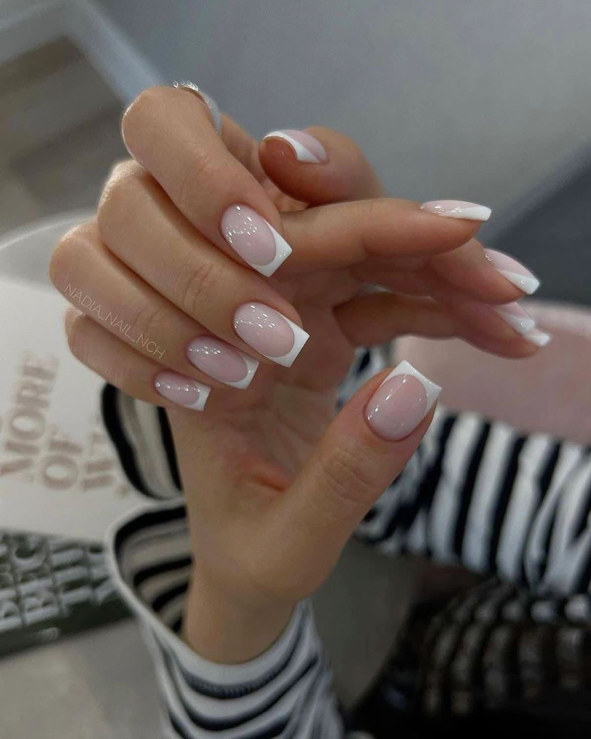 Milky Pink White French Tips