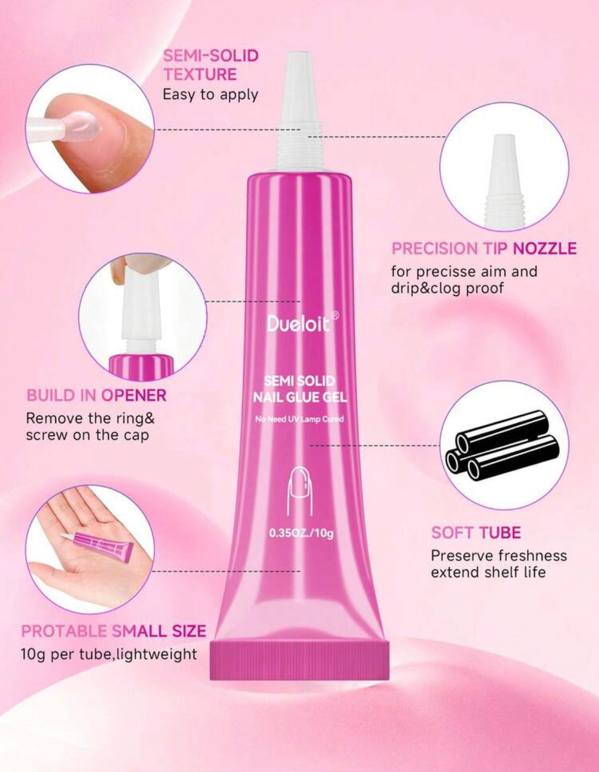 Super Strong Gel Glue | Semi Solid Quick Dry Glue Tube For Pressons