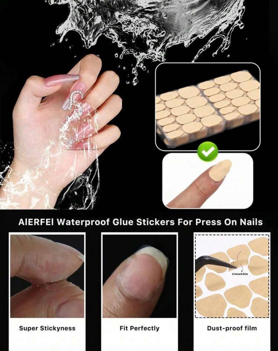 Super Sticky Gel Tabs | High Quality Nail Stickers | Waterproof | 10 pcs