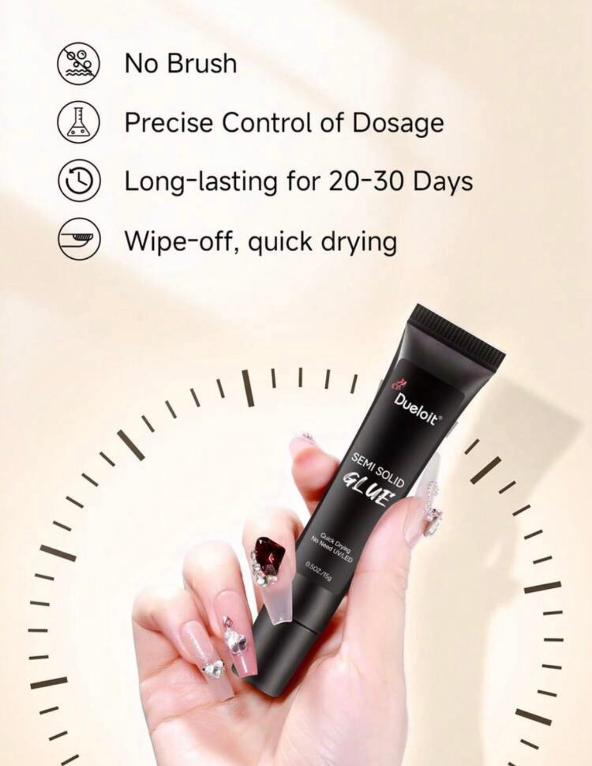 30 Days Stick Gel Glue | Semi Solid Quick Dry Glue Tube For Pressons | 1 pcs