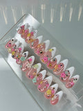 French Tips With 3D Colorful Florals