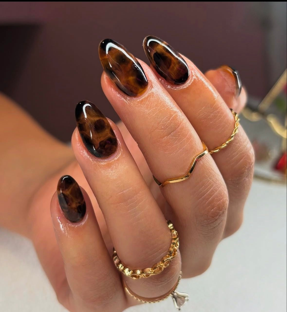 Tortoise Shell Gelish Nails
