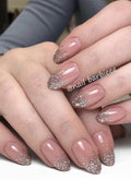 Champagne Gold Glittery Ombre Tips
