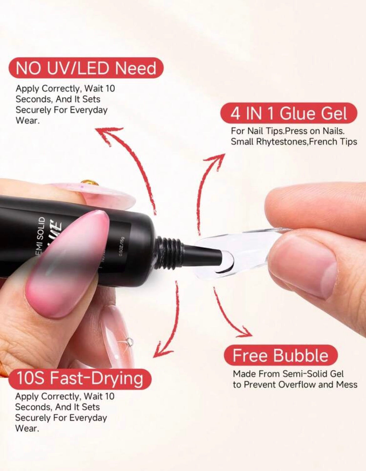 30 Days Stick Gel Glue | Semi Solid Quick Dry Glue Tube For Pressons | 1 pcs