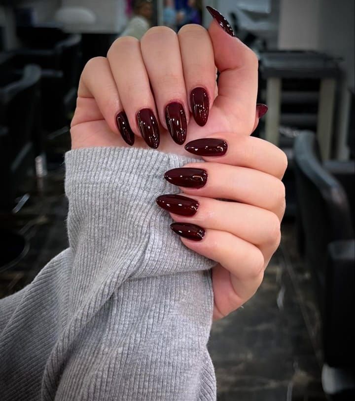 Deep Maroon Nails