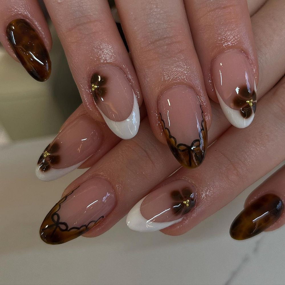 Autumn Abstract Gelx French Tips