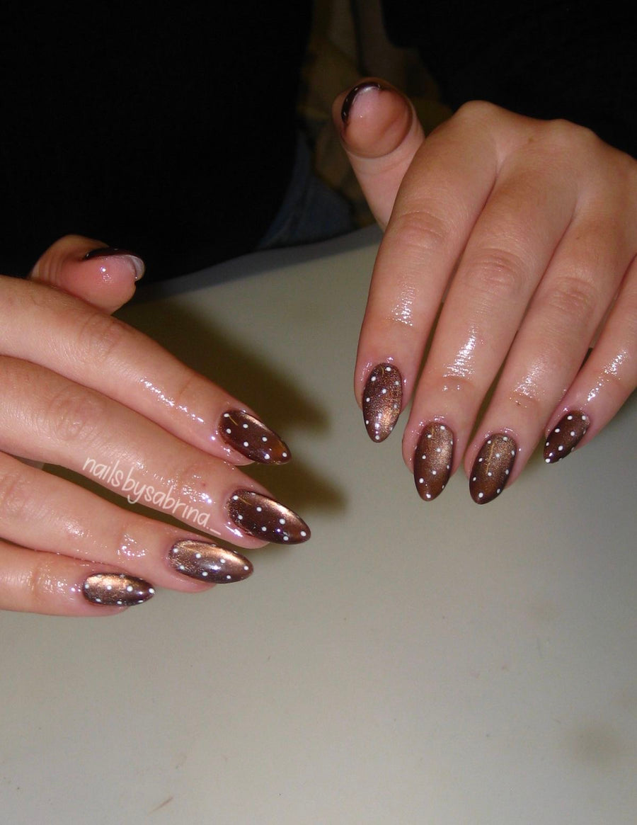 Brown Cherry Polka Dot Gelx Tips