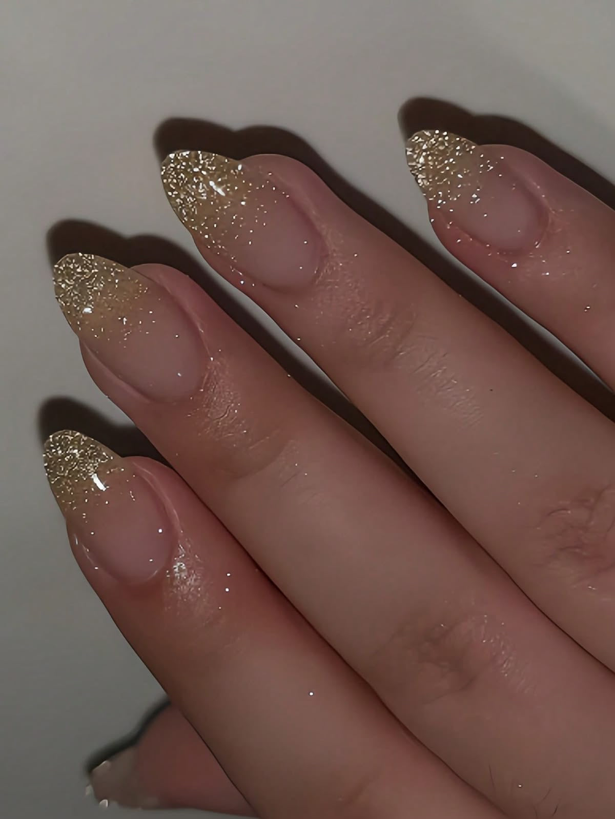 Gold Glittery Ombre Tips