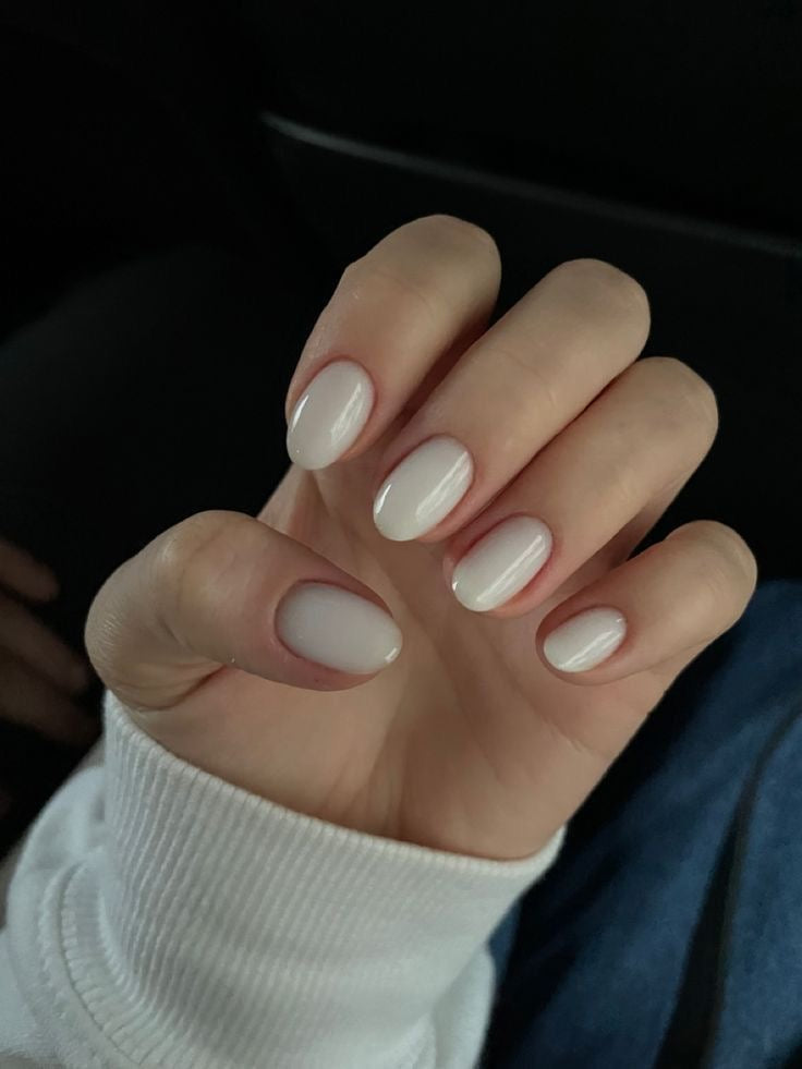 Milky White Gel Nails
