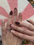 Brown French Polka Dot Nails