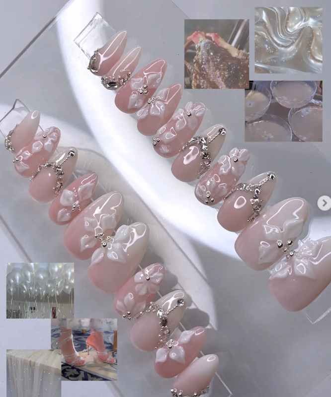Luxurious Ombre Abstract Swarovski Nails