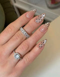 Nude Greyish Cat Eye French Polka Dot Nails
